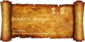 Kuhár Britta névjegykártya